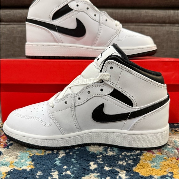 Size 4Y/5.5W - Air Jordan 1 Mid GS “White Black” - Picture 2 of 5